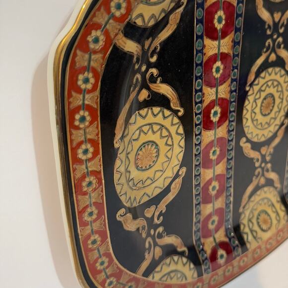 Heavy Decorative Platters by Oriental Accent Gold Trim Lot of 2 - Picture 10 of 10